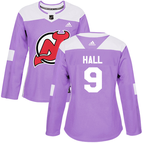 Adidas Devils #9 Taylor Hall Purple Authentic Fights Cancer Women's Stitched NHL Jersey